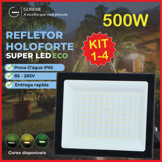Kit 4 Holofote Refletor Led ECO Pro 500W Luz Fria IP65 | Luz Econômica | Para Jardim em Oferta na Shopee