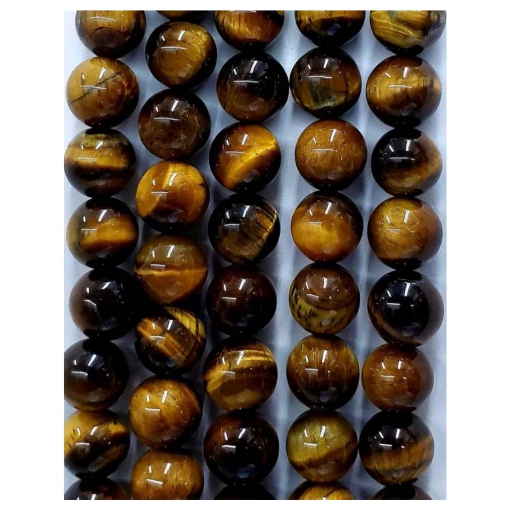 Contas de Pedra Natural Olho de Tigre 08 mm / Fio em Oferta na Shopee