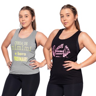 kit c/2 Regatas Fitness Feminina De Academia Confortáveis Esportiva Regata Para Treino Caminhada. em Oferta na Shopee