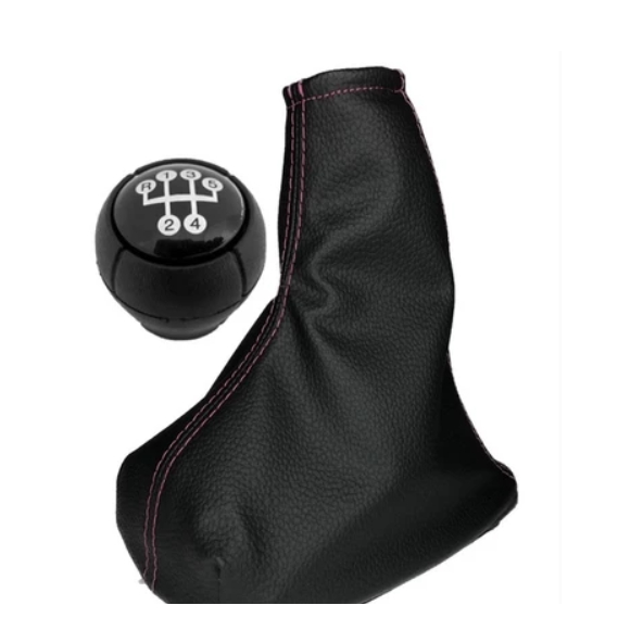 Coifa De Câmbio Costura Rosa + Manopla Cambio Preta Corsa Celta Vectra Meriva