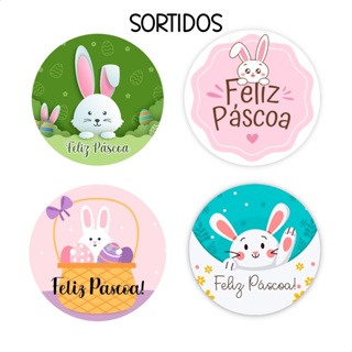 120 Adesivos Feliz Páscoa 4X4CM Rotulos Adesivos em Oferta na Shopee