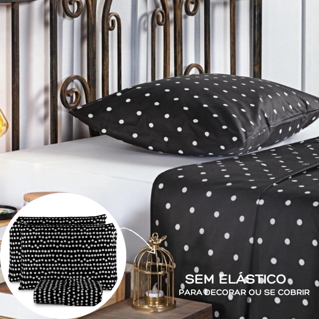 Jogo de Cama Solteiro SEM ELÁSTICO + FRONHA 2pçs Toque de Algodão MICROPERCAL Estampado ou Liso