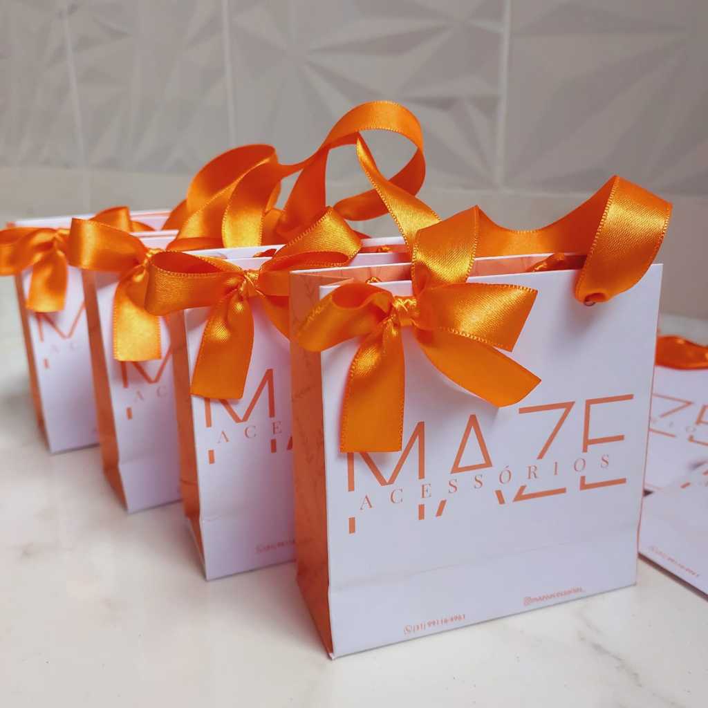 Mini Sacola Personalizada MONTADAS 10x10x4 joias e Acessórios( JÁ PRONTA PRA USO) em Oferta na Shopee