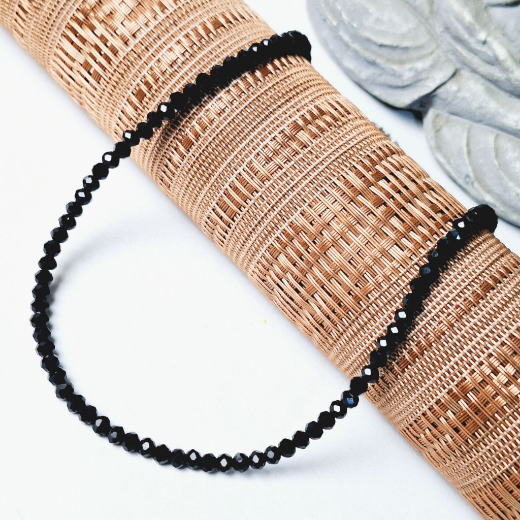 Choker de cristal de vidro facetado 40cm + extensor gargantilha contas de vidro colar de murano em Oferta na Shopee