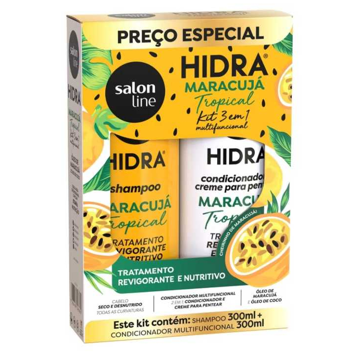 Kit Shampoo e Condicionador Hidra Nutritivo Maracujá Tropical 300ml - SALON LINE