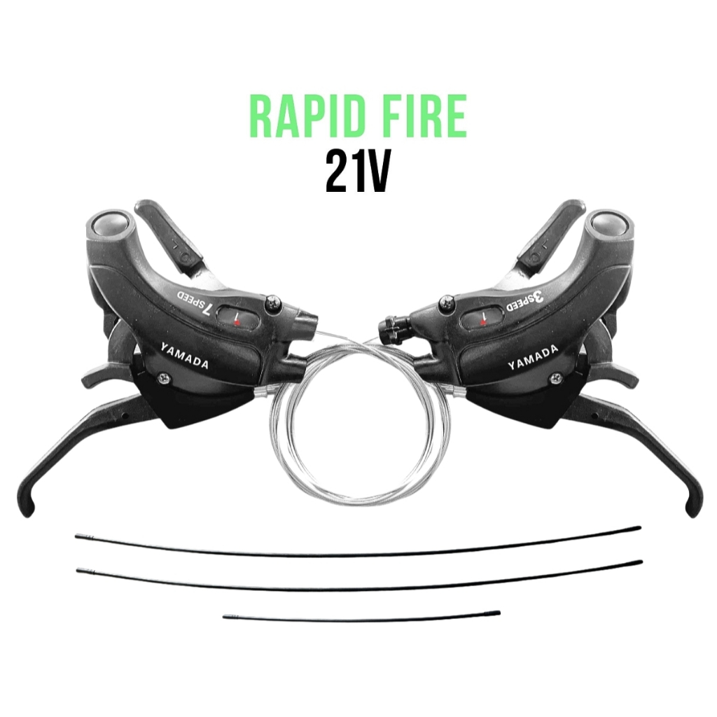 Alavanca Passador Trocador 21v Manete Rapid Fire + Jogo de Cabos e Conduítes Marcha Bike MTB