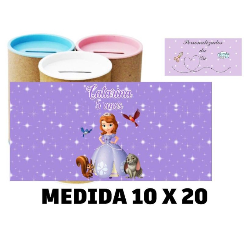 Adesivos Personalizados para Cofrinhos Princesa Sofia lembrancinhas Personalizadas para festas aniversários.