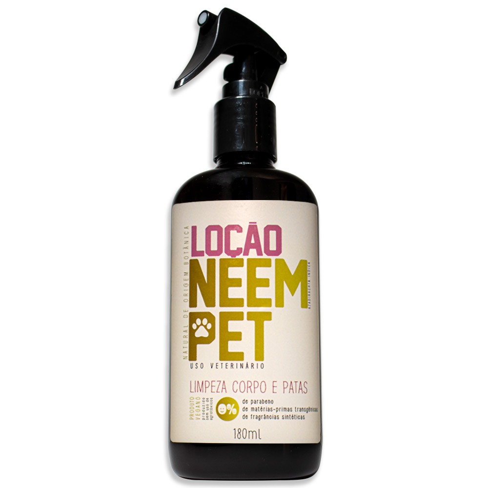 Loção Neem Pet Limpeza Corpo e Patas 180ml Natural Vegano Higiene Cães Gatos - Openeem em Oferta na Shopee