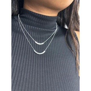 Colar feminino  duplo com pingentes de Cubos