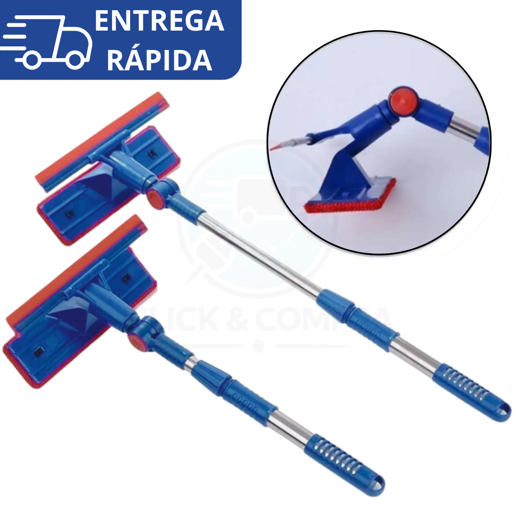 Rodo Limpa Vidro e Janela 2 em 1 Mágico Extensível com Esponja para Limpeza de Box e Espelho