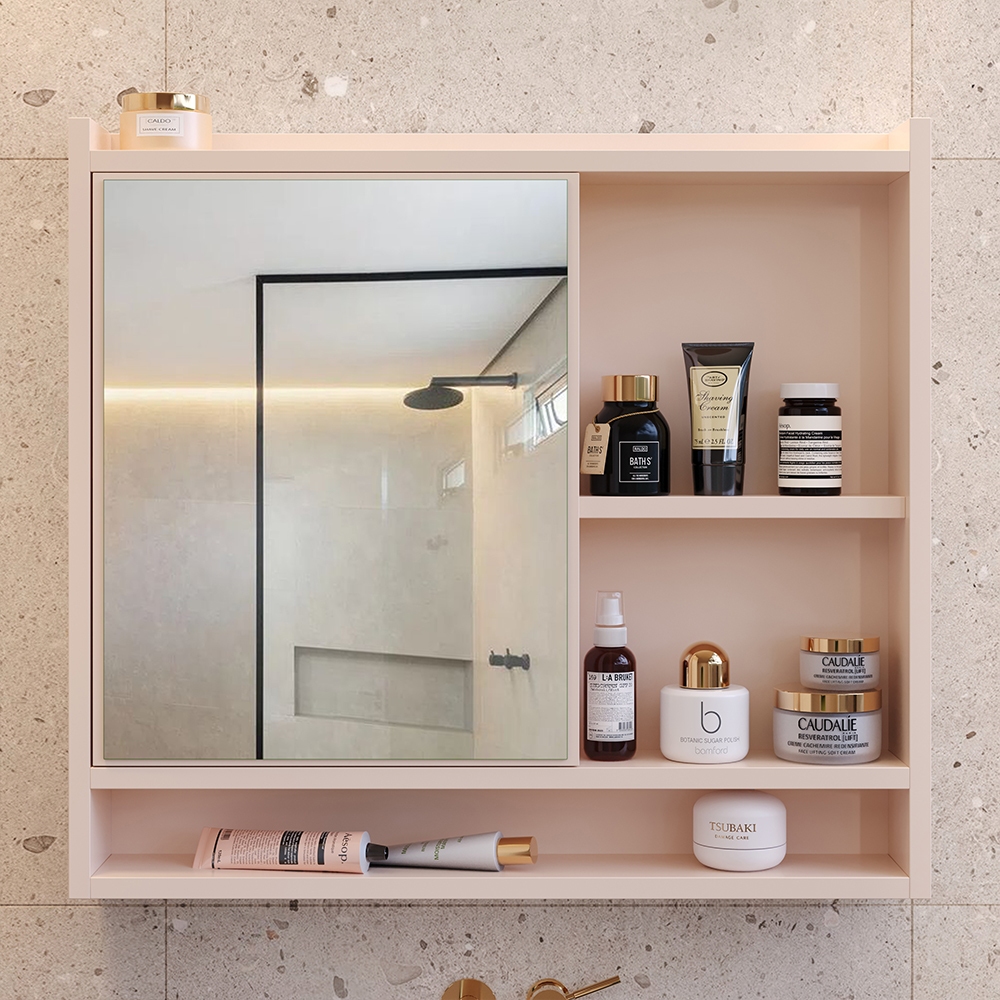 Espelheira Suspensa Para Banheiro Closet Porta e Armário Cor Off armarinho aqua com nicho