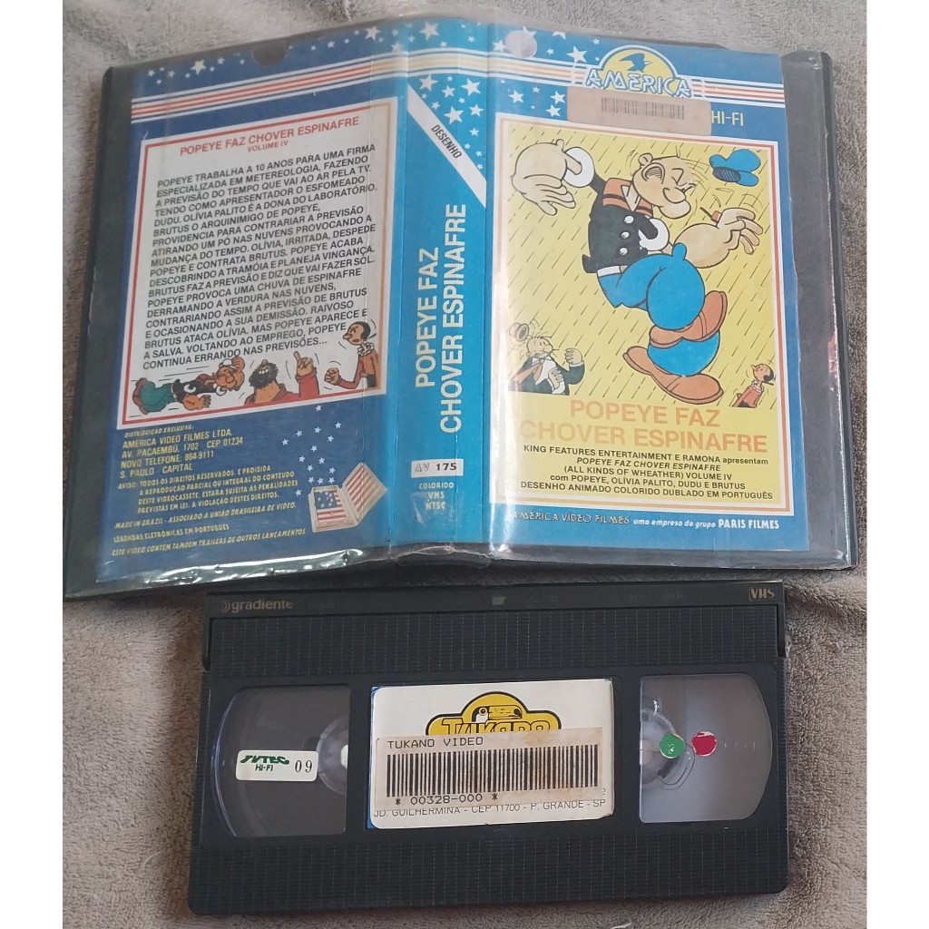vhs original Popeye faz chover espinafre (no estado)