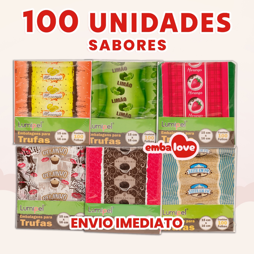 100 Embalagem para Trufa e Bombom 15x16cm Sabores em Oferta na Shopee