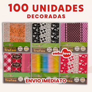 100 Embalagem para Trufa e Bombom 15x16cm Decorados em Oferta na Shopee