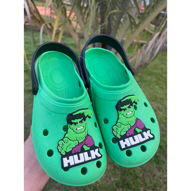 Babuche papete sandália calçado infantil personagem Hulk super confortável