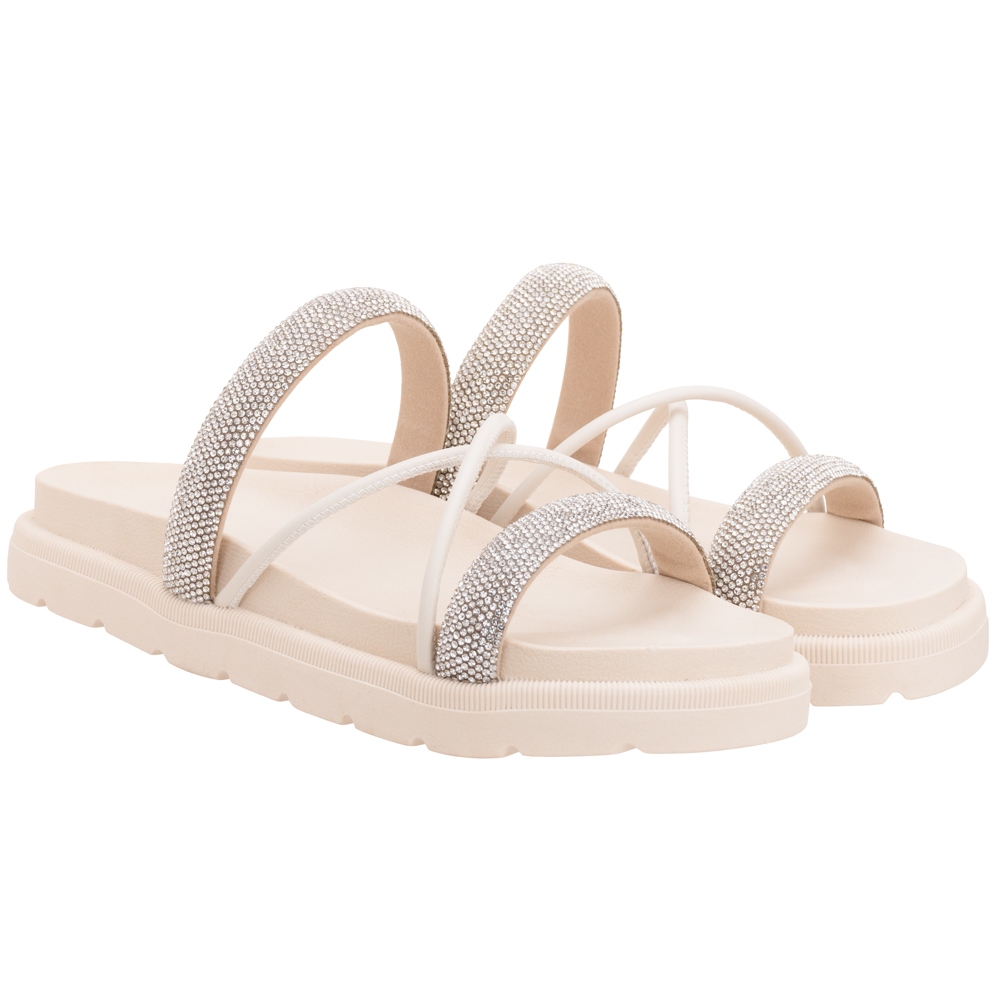 Sandália feminina Papete Birken tiras de brilho Luxo super confortável sandalia x