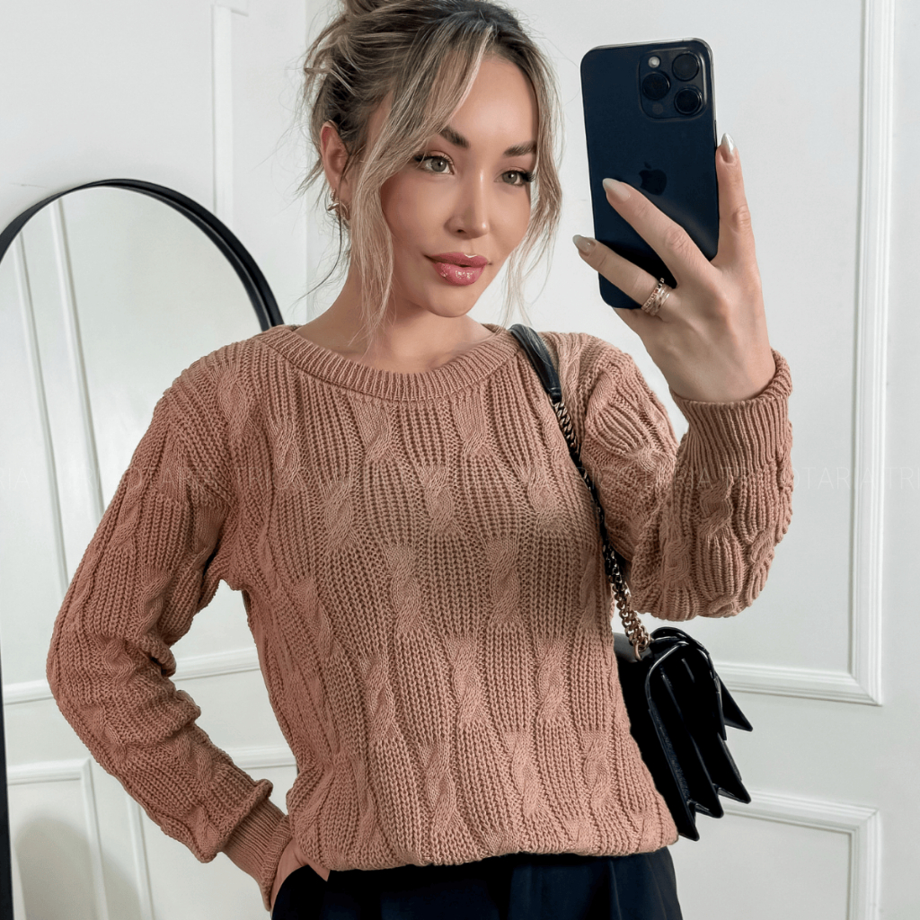 Blusa de Frio Feminina Trico Fang Manga Longa Inverno