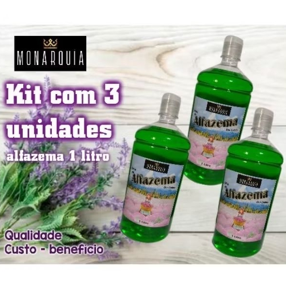 ALFAZEMA DEO COLÔNIA 1 LITRO - KIT 3 UNIDADES (3 LITROS) em Oferta na Shopee
