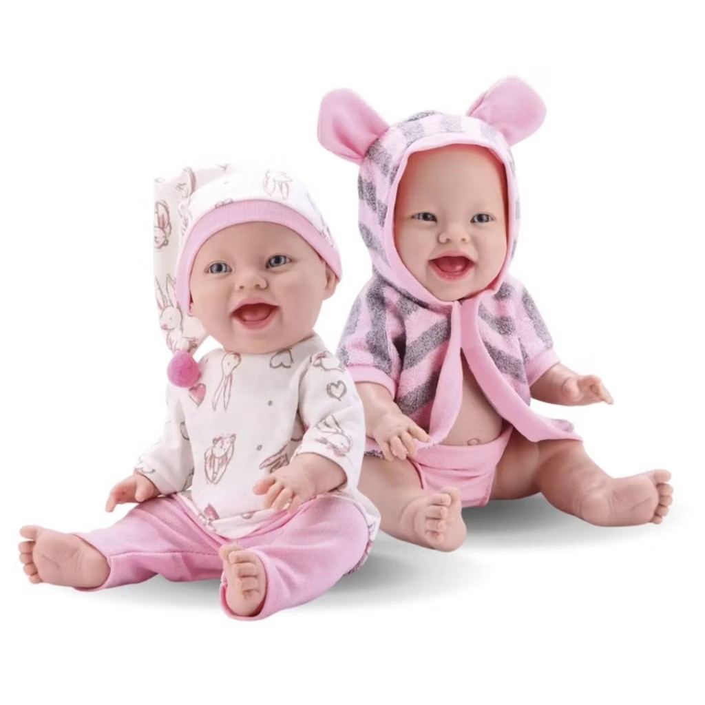 Kit 2 Bonecas Coleção Baby Babilina Soninho e Banho Em Vinil Bambola - Rosa Menina em Oferta na Shopee