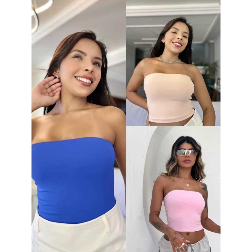 BLUSA Cropped Tube Top Tomara Que Caia Com Forro No Busto