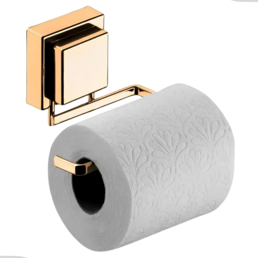 Suporte Porta Papel Higienico Papeleira Banheiro Com Ventosa Sem Furo Dourado Future em Oferta na Shopee