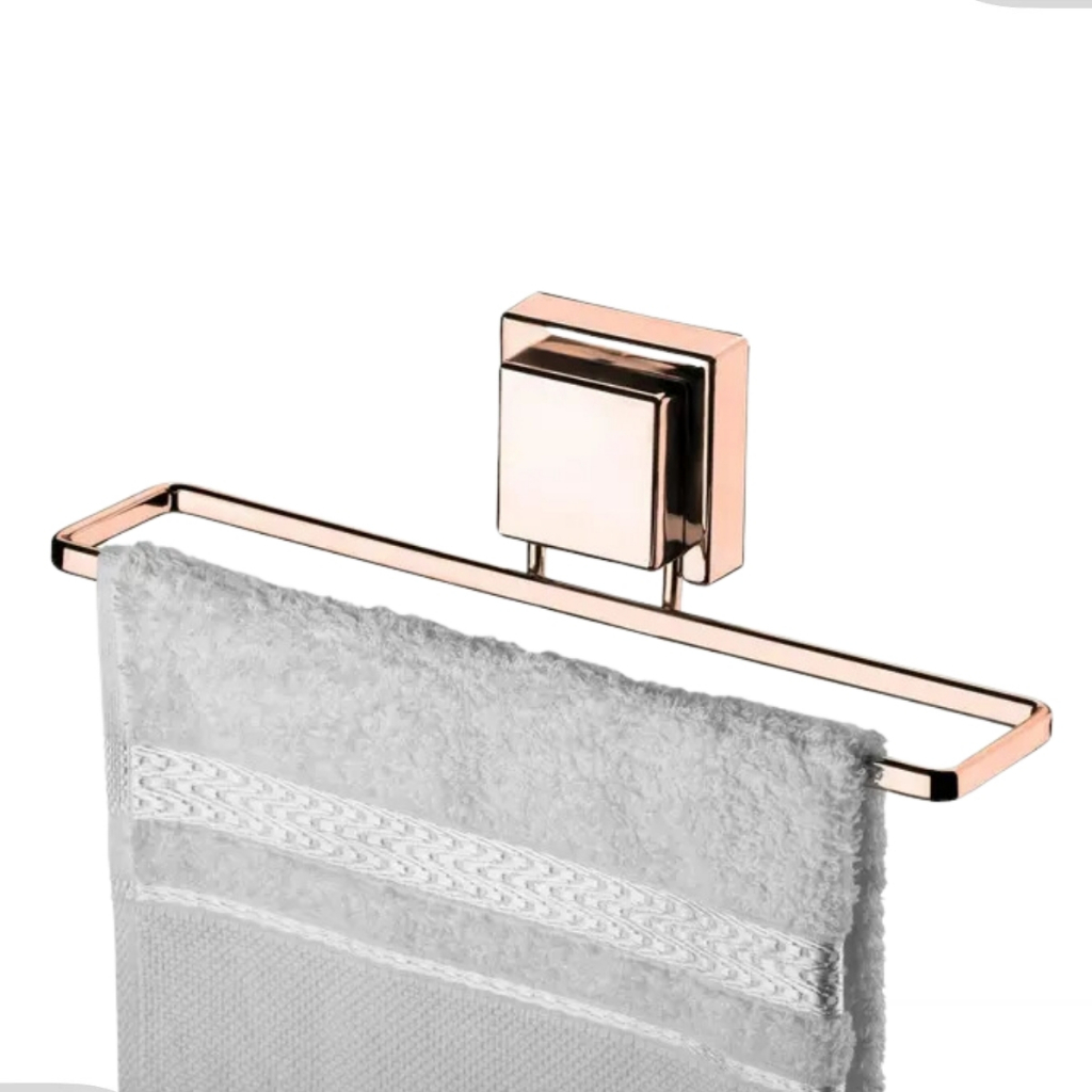 Suporte Porta Toalha Banheiro Toalheiro Rosto Banheiro Lavabo Com Ventosa Sem Furo Rosa Gold Future - Home & Living