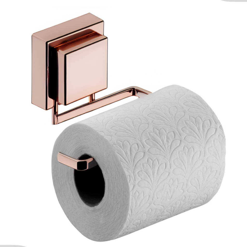 Suporte Porta Papel Higienico Papeleira Banheiro Com Ventosa Sem Furo Rose Gold Future em Oferta na Shopee