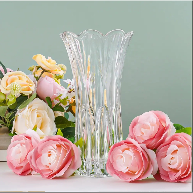 Vaso de Vidro Lapidado 23cm Liso Decoração Sala Festa Flores em Oferta na Shopee