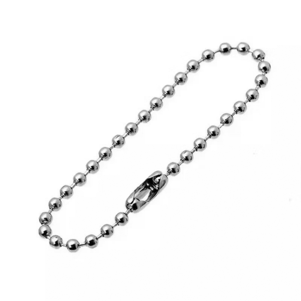 Corrente de Bolinha com Fecho Canoa 10cm Níquel para Tag Chaveiro Convite