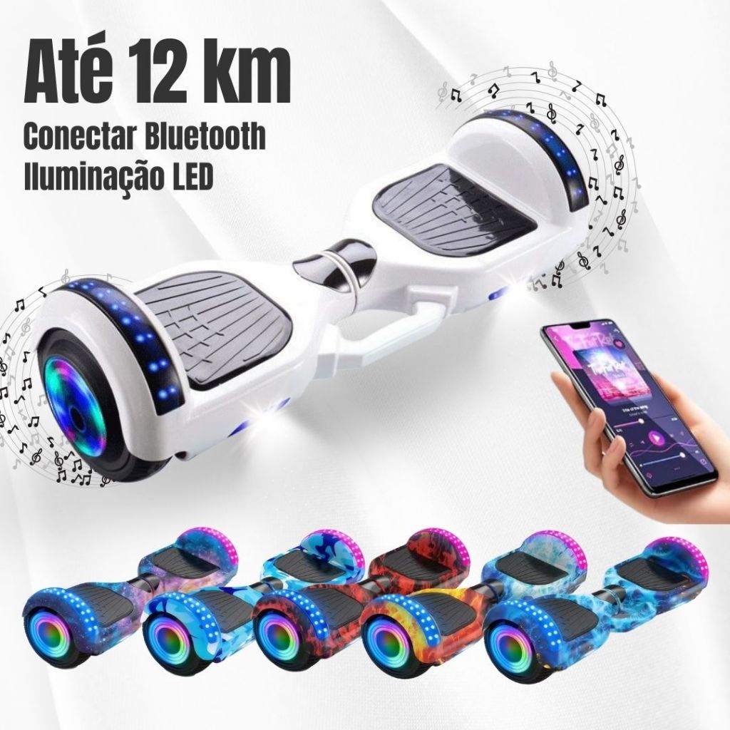 Hoverboard LED Skate Eletrico Vem com Bluetooth Hoverboard Infantil 6.5"/8" | Presente Per...