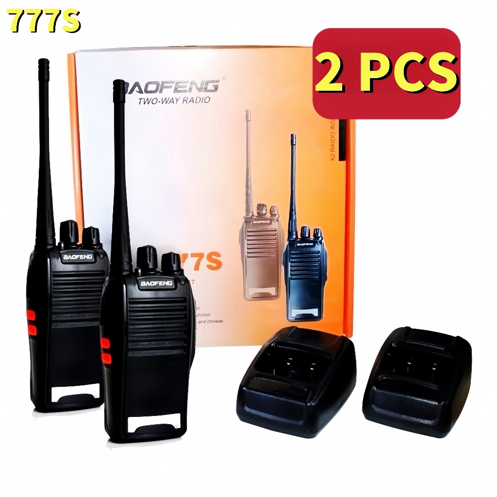 Kit 2 Rádio Comunicador Walk Talk Baofeng 777s com 16 Canais Alcance de 2-12Km 4 Duas Pçs
