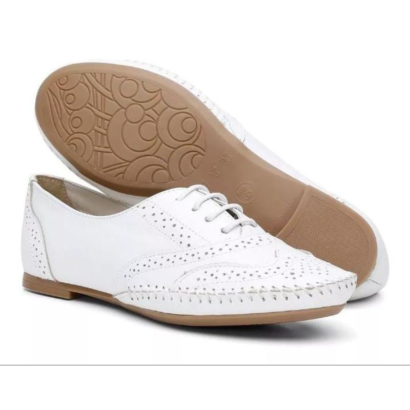 Sapato Oxford Feminino em Couro Legitimo Branco, o mais vendido