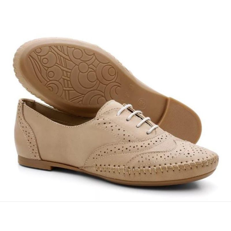 Sapato Oxford Feminino em Couro Legitimo Areia, o mais vendido
