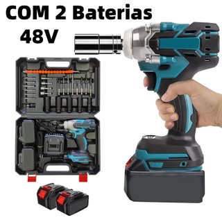 Chave De Impacto Parafusadeira Furadeira Portátil 1/2" com 2 Baterias 48v