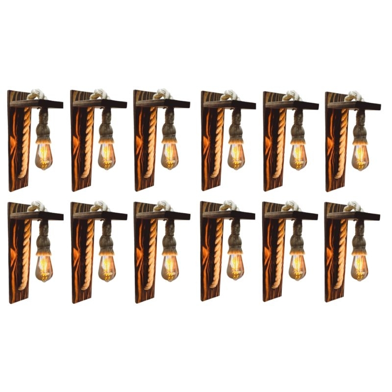 15 arandelas de parede rústica luminária de corda madeira retro vintage estilo antigo Decorativa