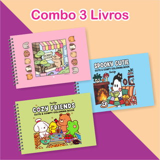 Combo 3 Livros de Colorir - Bobbie Goods, Spooky e Cozy Friends - Capa Dura - Folha Grossa 180g em Oferta na Shopee