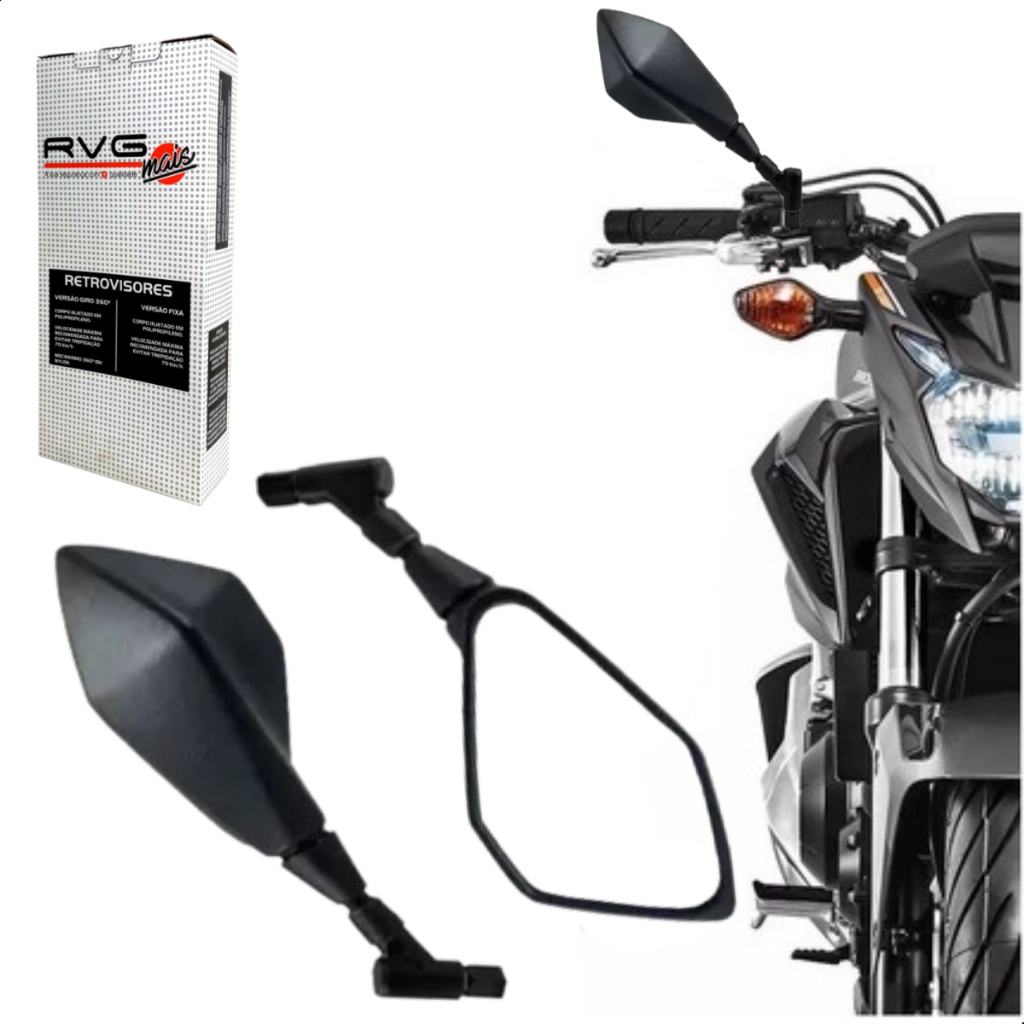 Retrovisor RVG Modelo Z400 Giro 360° Lente Plana Para Honda