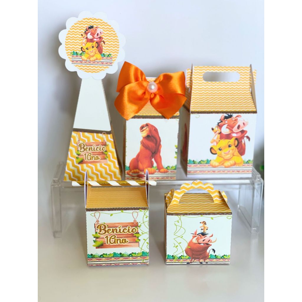 KIT FESTA  REI LEAO  Personalizado  pegue e Monte Lembrancinhas - Aniversário - Caixinha Personalizadas - papelaria p