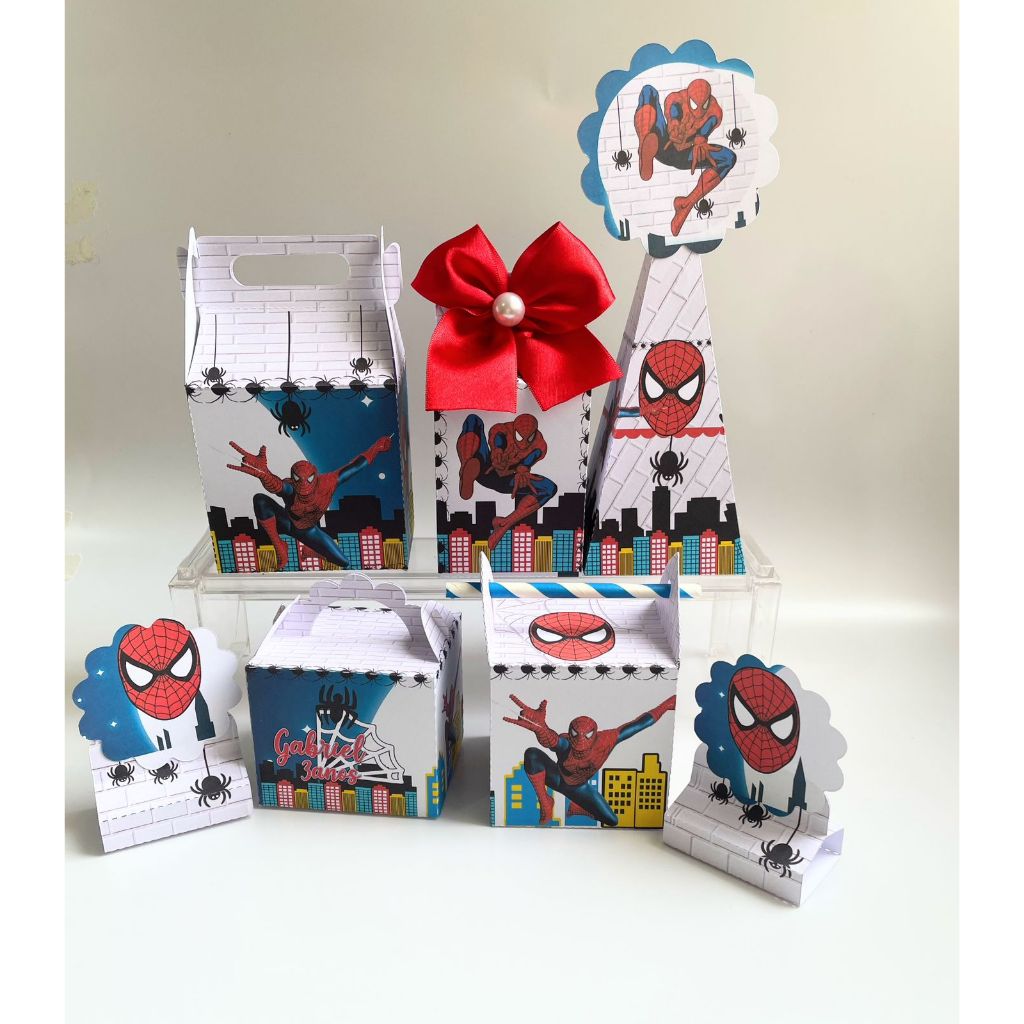 KIT FESTA  Homem aranha Personalizado  pegue e Monte Lembrancinhas - Aniversário - Caixinha Personalizadas - papelaria p