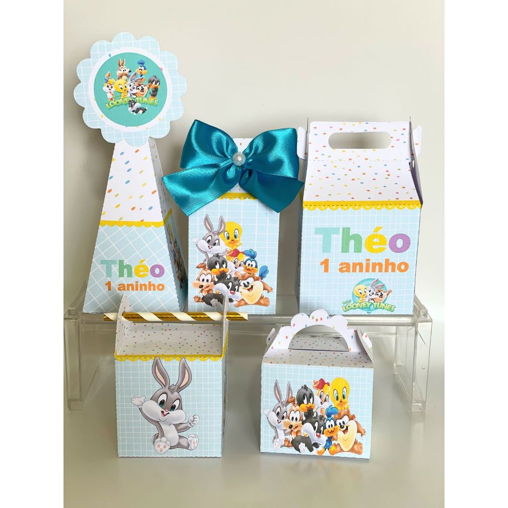 KIT FESTA  looney tunes Personalizado  pegue e Monte Lembrancinhas - Aniversário - Caixinha Personalizadas - papelaria p