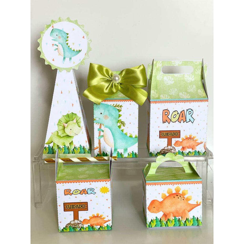KIT FESTA  DINOSSAURO Personalizado  pegue e Monte Lembrancinhas - Aniversário - Caixinha Personalizadas - papelaria p