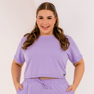 Cropped Feminino Plus Size Blusa em Moletinho Verão Manga Curta Dona Onda em Oferta na Shopee