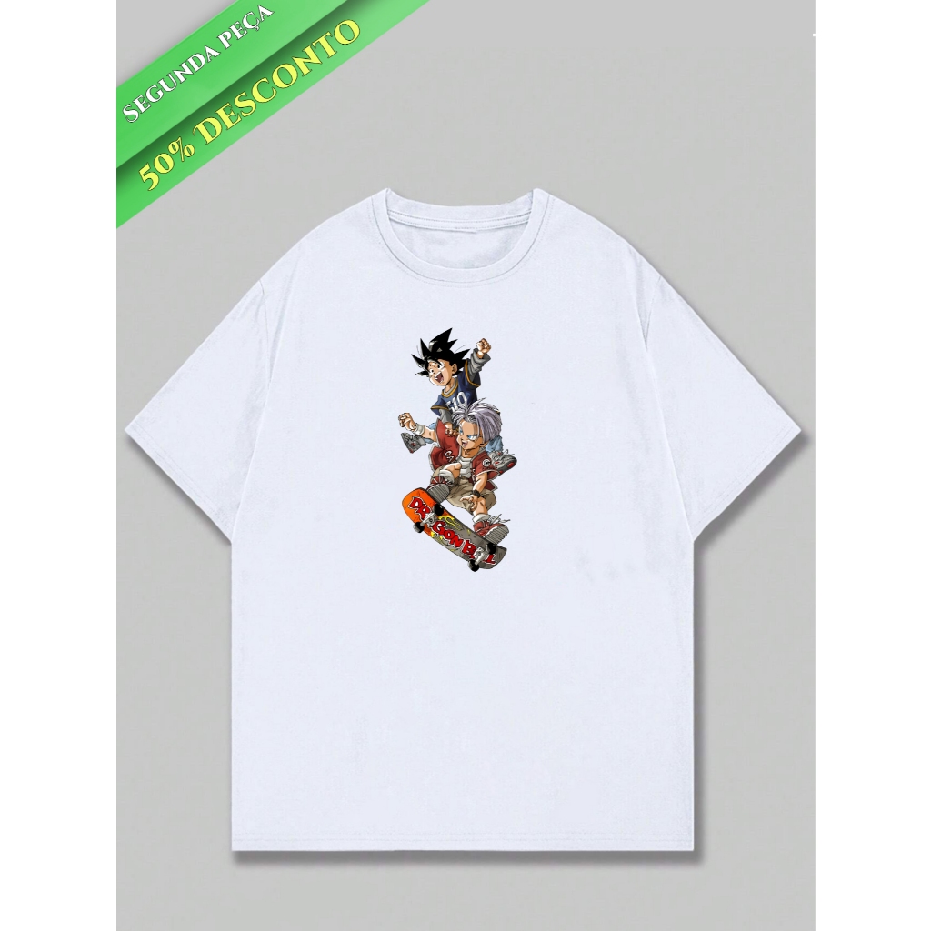 Camiseta Dragon Ball Personagem Anime Estampado Algodao Respiravel Unissex Segunda Peca 50% Deseconto