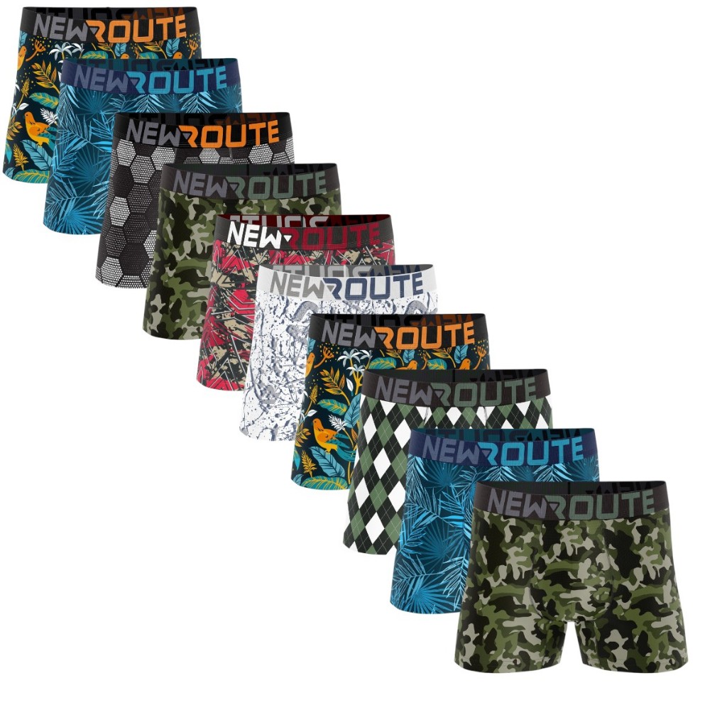 Kit 10 Cuecas Box Cueca Boxer New Route De Microfibra Adulto Revenda