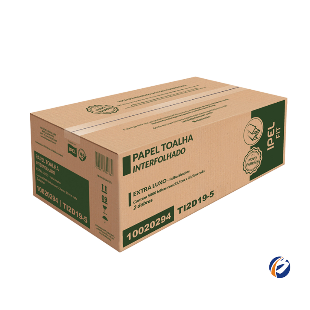 Papel Toalha Interfolha 2 Dobras Folha Simples Fit Extra Luxo 5.000 folhas Ipel - Home & Living