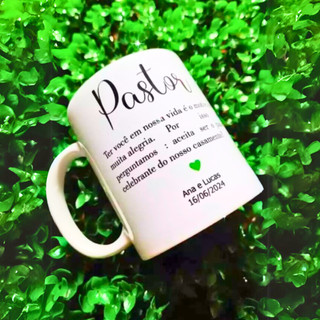 Caneca Personalizada Lembrança Pastor Casamento Porcelana Branca Importada em Oferta na Shopee