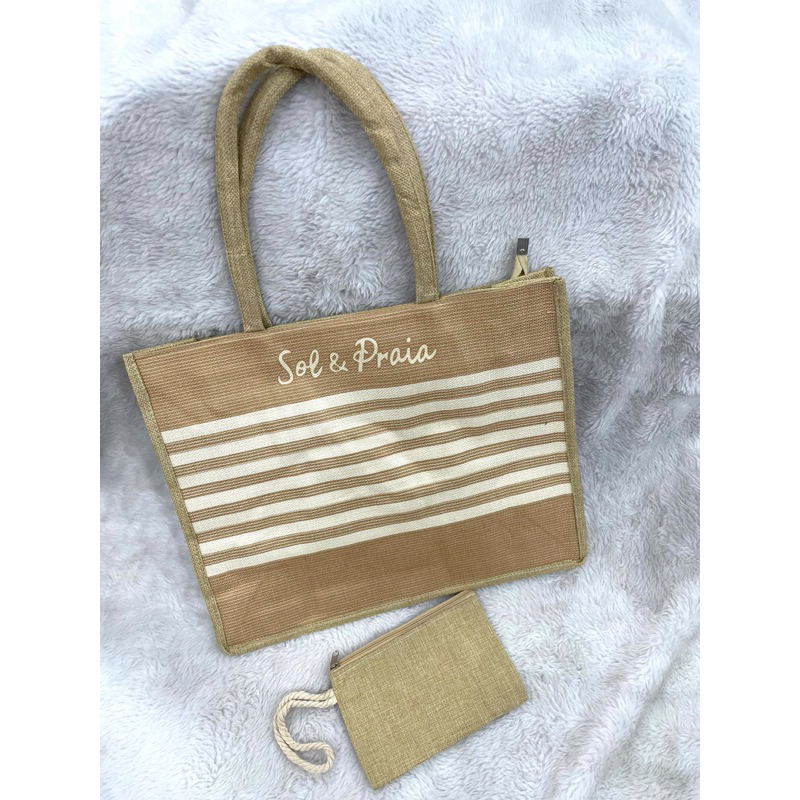 Bolsa sol & praia artesal com zíper no