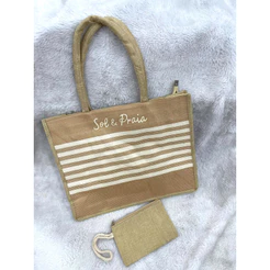 Bolsa sol & praia artesal com zíper no