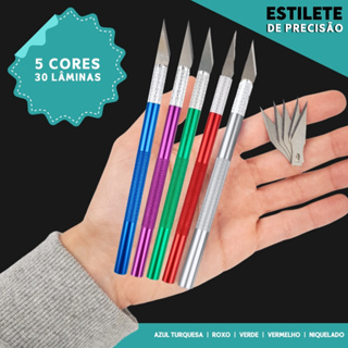 Estilete De Precisão em Alumínio Com 6 Lâminas - Várias Cores - Chai em Oferta na Shopee