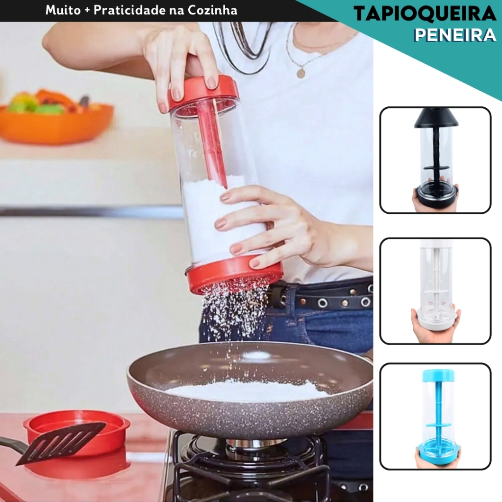 Tapioqueira Peneira e Armazena Polvilhador De Tapioca Armazena Beiju - Diversas Cores - CH